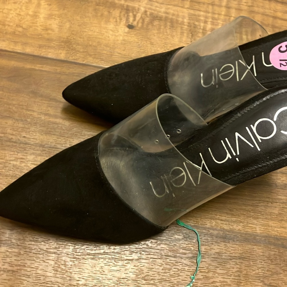 Calvin Klein slip on pointed toe mules black